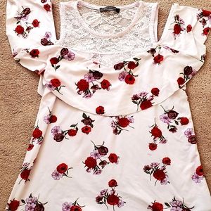 Suzy Shier Off the Shoulder Floral Top